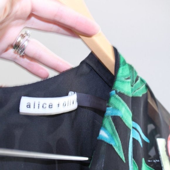 Alice & Olivia Kasia Palm Leaf Devore Jumpsuit 2 - Picture 16 of 16